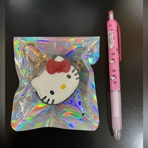 Hello Kitty Keychain and Pen Set - Red and White